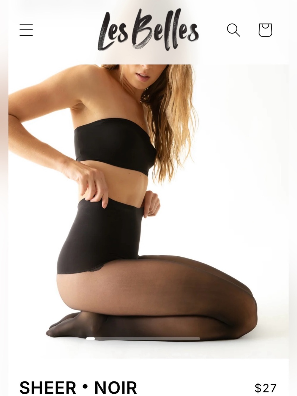 2 Pairs of Les Belles - Sheer Noir - High waisted tights - M